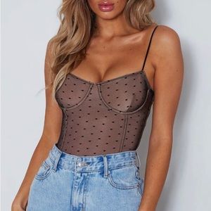 White Fox “No Looking Back” Bodysuit in Black. Size XS.